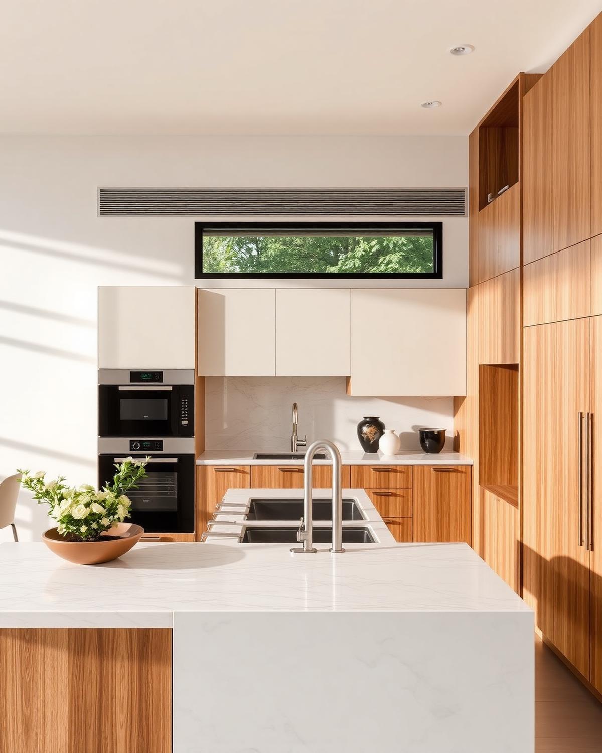 Modern kitchen with marble island